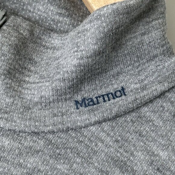 Marmot Pullover Mens Medium Grey 1/4 Zip Waffle Knit Base Layer Casual comfort - Picture 3 of 10